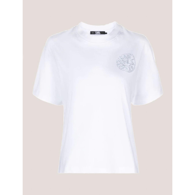CAMISETA KARL LAGERFELD RHINESTONE LOGO FASHION TEE BLANCO