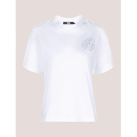 CAMISETA KARL LAGERFELD RHINESTONE LOGO FASHION TEE BLANCO