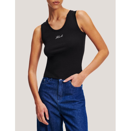 CAMISETA KARL LAGERFED LOGO RIB TANK TOP NEGRO