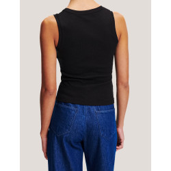 CAMISETA KARL LAGERFED LOGO RIB TANK TOP NEGRO