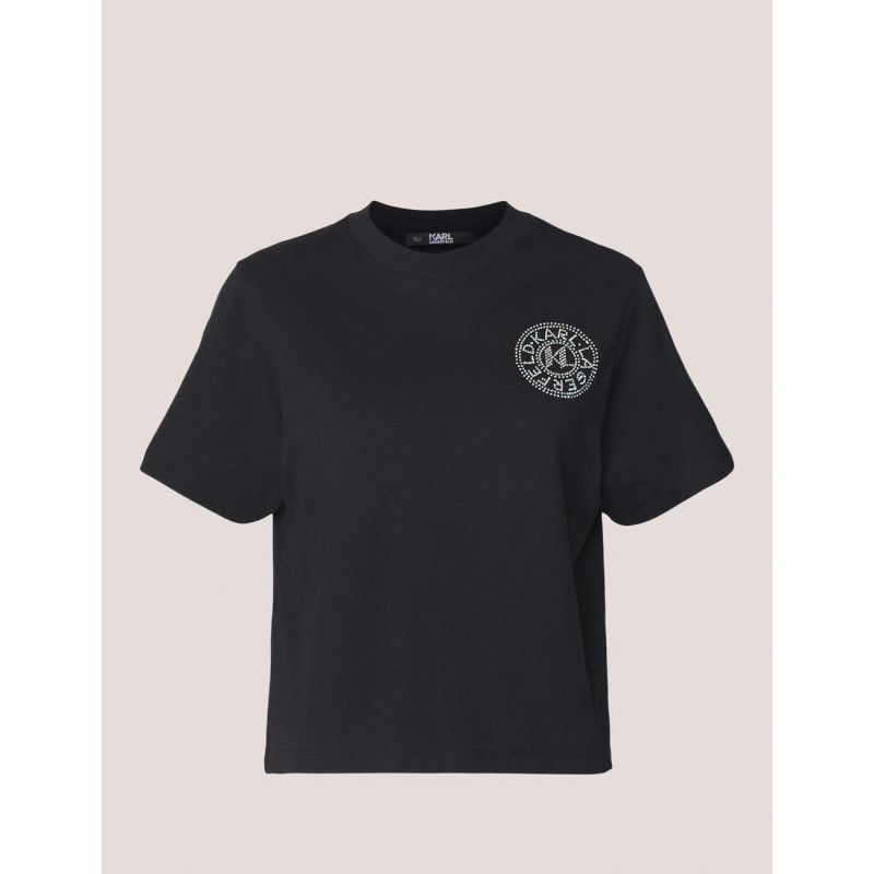 CAMISETA KARL LAGERFELD RHINESTONE LOGO FASHION TEE NEGRO