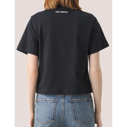 CAMISETA KARL LAGERFELD RHINESTONE LOGO FASHION TEE NEGRO