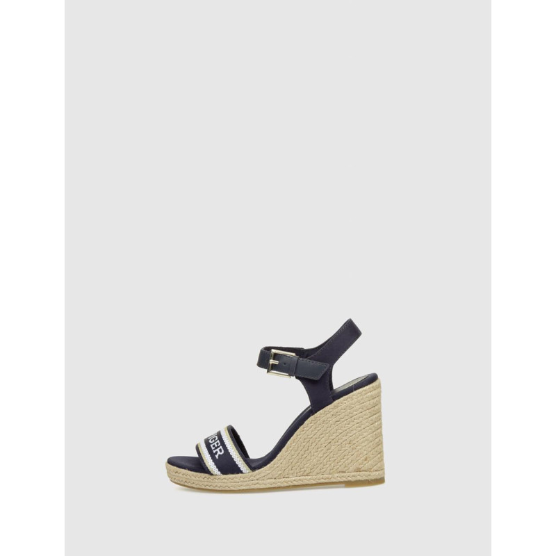 ALPARGATA TOMMY HILFIGER MONO WEBBING HIGH WEDGE SANDAL MARINO