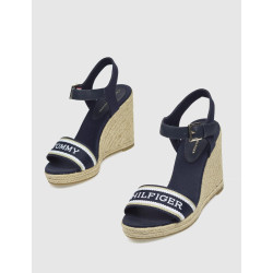 ALPARGATA TOMMY HILFIGER MONO WEBBING HIGH WEDGE SANDAL MARINO