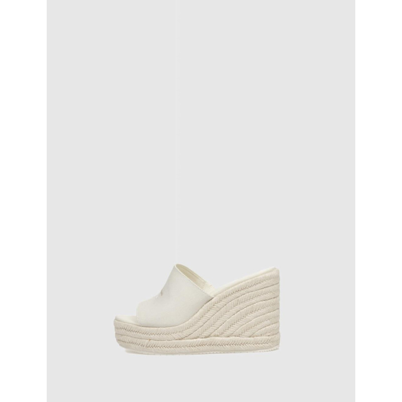 ZUECO CALVIN KLEIN SLIDE WEDGE ROPE SANDAL ML BTW BLANCO