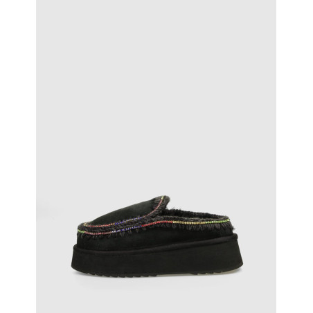 ZUECO MOU CLOG ESKIMO PLATFORM RHINEST NEGRO