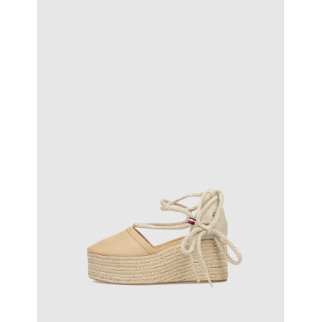 ALPARGATA TOMMY HILFIGER CLOSED TOE LINEN FLATFORM BEIG