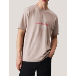 CAMISETA CALVIN KLEIN TEXTURED MONOLOGO TEE TAUPE