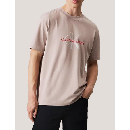 CAMISETA CALVIN KLEIN TEXTURED MONOLOGO TEE TAUPE