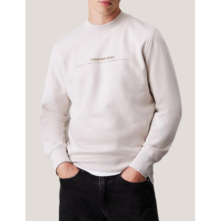 SUDADERA CALVIN KLEIN MINIMAL LOGO CREW NECK BEIG