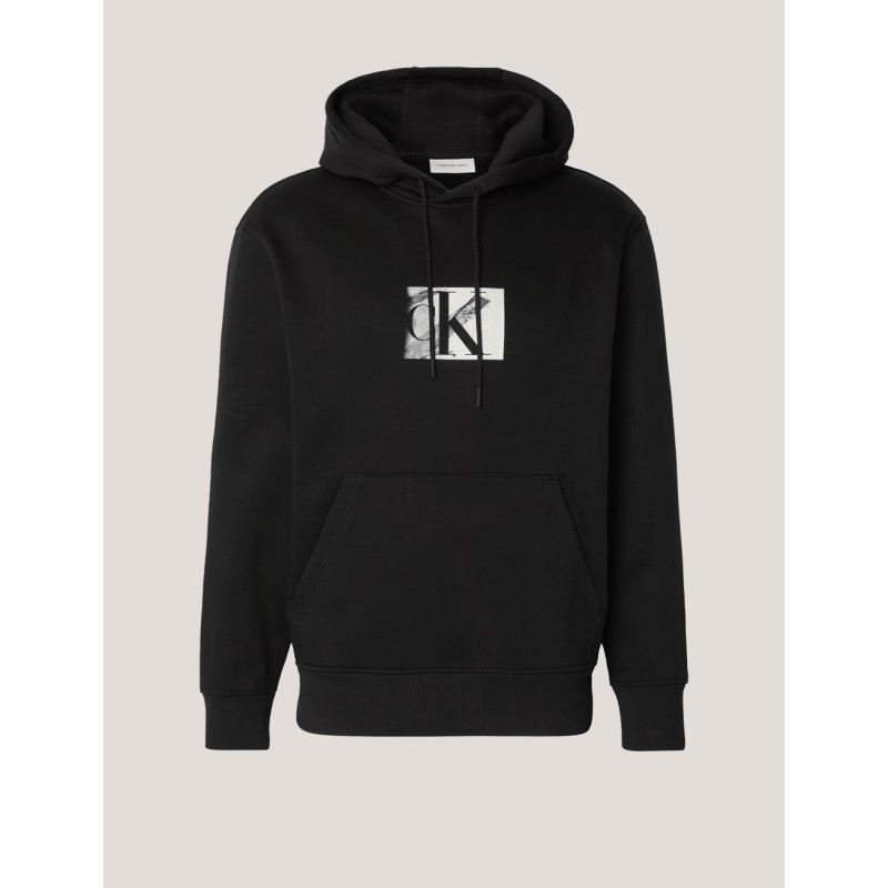 SUDADERA CALVIN KLEIN SMALL CK BOX HOODIE NEGRO