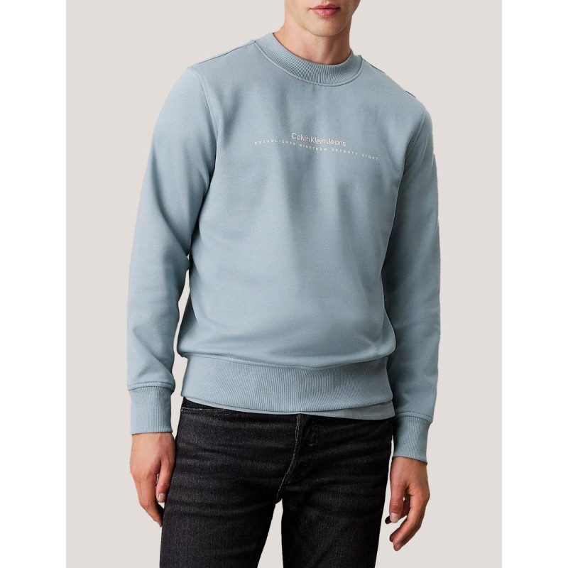 SUDADERA CALVIN KLEIN MINIMAL LOGO CREW NECK AZUL