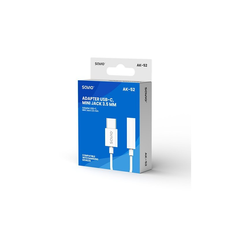 ADAPTADOR USB C A MINI JACK 35 MM SAVIO AK 52