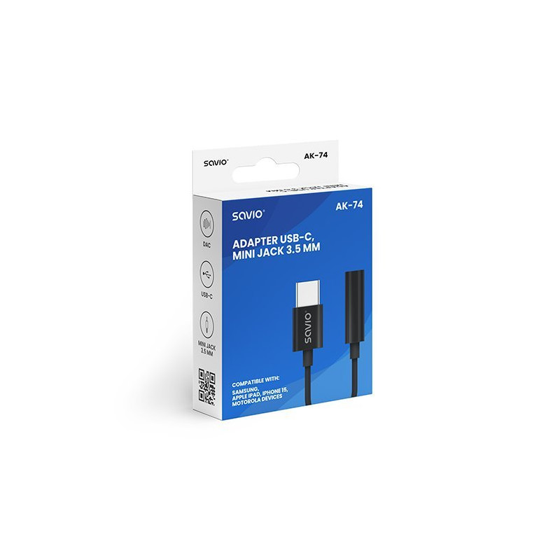 ADAPTADOR USB C A JACK 35 MM SAVIO AK 74