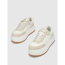 ZAPATILLA CALVIN KLEIN BOLD FLATF LOW LACE TUMB LTH BEIG
