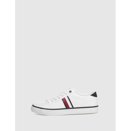 ZAPATILLA TOMMY HILFIGER TH HI VULC LOW STRIPES MESH BLANCO