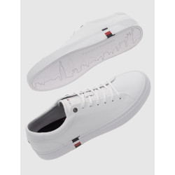 ZAPATILLA TOMMY HILFIGER CORPORATE LEATHER DETAIL BLANCO