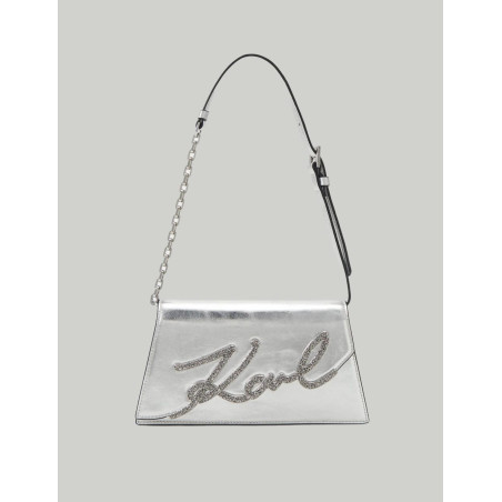 BOLSO KARL LAGERFED K/SIGNATURE 2.0 SP SHB METALLC PLATA