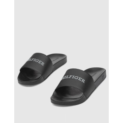 CHANCLA TOMMY HILFIGER HILFIGER RAISED POOLSLIDE NEGRO