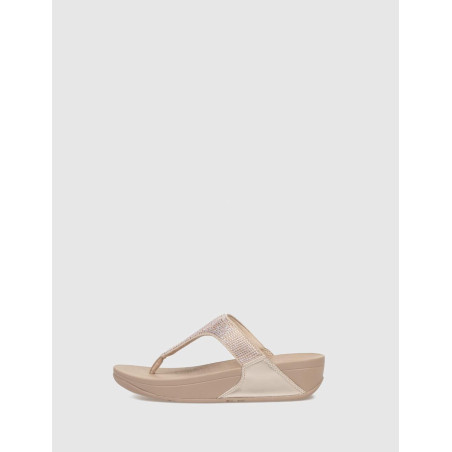 CHANCLA FITFLOP LULU CRYSTAL EMBELLISHED TOE-POST PLATINO