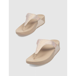 CHANCLA FITFLOP LULU CRYSTAL EMBELLISHED TOE-POST PLATINO