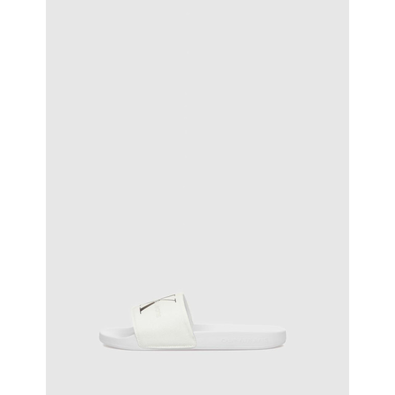 CHANCLA CALVIN KLEIN SLIDE MONOGRAM CO BLANCO