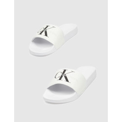 CHANCLA CALVIN KLEIN SLIDE MONOGRAM CO BLANCO