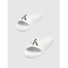 CHANCLA CALVIN KLEIN SLIDE MONOGRAM CO BLANCO