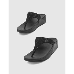 CHANCLA FITFLOP LULU CRYSTAL EMBELLISHED TOE-POST NEGRO