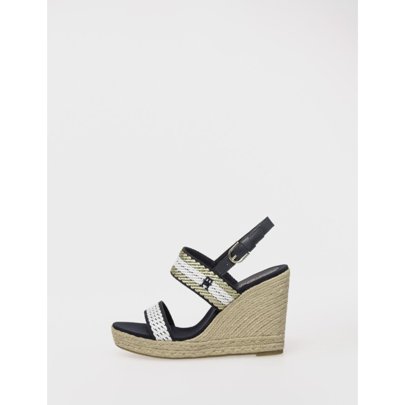 SANDALIA TOMMY HILFIGER GOLDEN WEBBING  WEDGE MARINO
