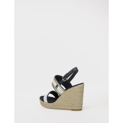 SANDALIA TOMMY HILFIGER GOLDEN WEBBING  WEDGE MARINO