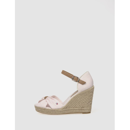 SANDALIA TOMMY HILFIGER BASIC SEERSUCKER HIGH WEDGE ROSA