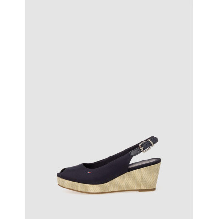 SANDALIA TOMMY HILFIGER ICONIC ELBA SLING BACK WEDGE MARINO