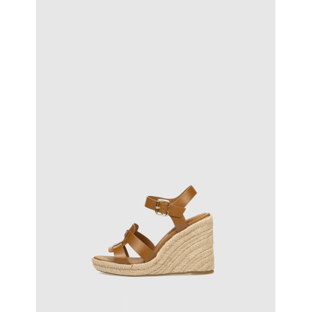 SANDALIA TOMMY HILFIGER ESPADRILLE HIGH WEDGE LEATHER MARRÓN
