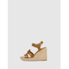 SANDALIA TOMMY HILFIGER ESPADRILLE HIGH WEDGE LEATHER MARRÓN