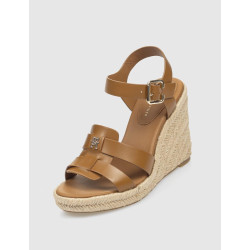 SANDALIA TOMMY HILFIGER ESPADRILLE HIGH WEDGE LEATHER MARRÓN