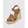 SANDALIA TOMMY HILFIGER ESPADRILLE HIGH WEDGE LEATHER MARRÓN