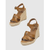 SANDALIA TOMMY HILFIGER ESPADRILLE HIGH WEDGE LEATHER MARRÓN