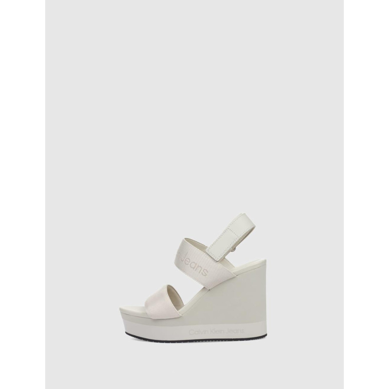SANDALIA CALVIN KLEIN WEDGE SANDAL WEBBING IN BR BEIG