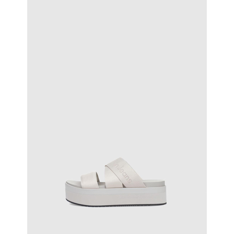SANDALIA CALVIN KLEIN FLATFORM SANDAL WEBBING IN MR BEIG