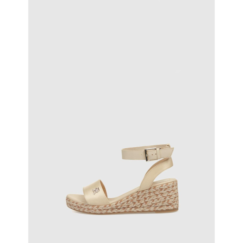 SANDALIA TOMMY HILFIGER COLORFUL WEDGE SATIN SANDAL BEIG