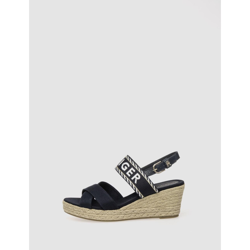 SANDALIA TOMMY HILFIGER SEASONAL WEBBING MID WEDGE MARINO