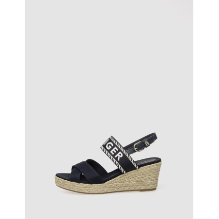 SANDALIA TOMMY HILFIGER SEASONAL WEBBING MID WEDGE MARINO