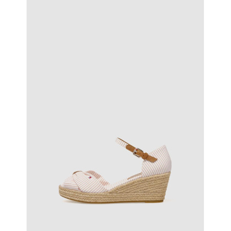 SANDALIA TOMMY HILFIGER  HIGH WEDGE SEERSUCKER ROSA