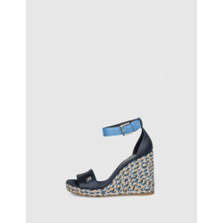 SANDALIA TOMMY HILFIGER COLORFUL HIGH WEDGESATIN SANDAL MARINO