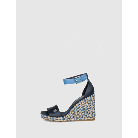 SANDALIA TOMMY HILFIGER COLORFUL HIGH WEDGESATIN SANDAL MARINO