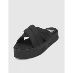 SANDALIA TOMMY HILFIGER TJW LETTERING FLATFORM SANDAL NEGRO