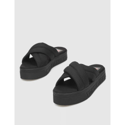SANDALIA TOMMY HILFIGER TJW LETTERING FLATFORM SANDAL NEGRO