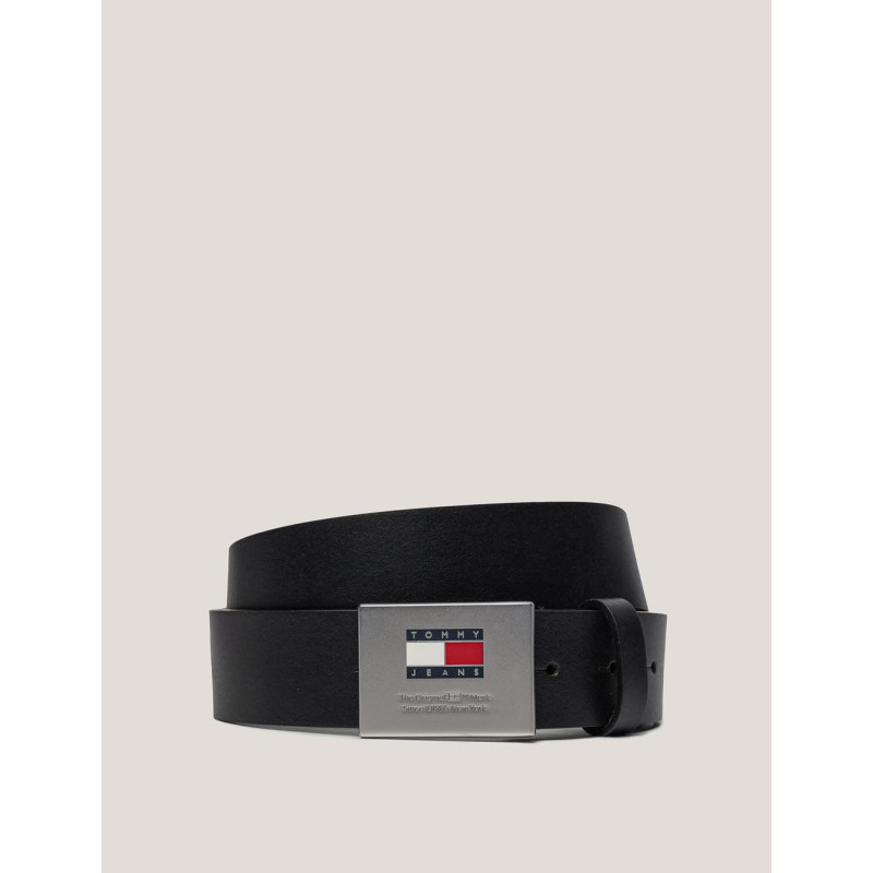 CINTURÓN TOMMY HILFIGER FLAG BUCKLE LEATHER NEGRO