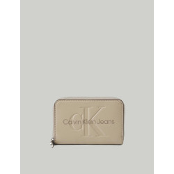 CARTERA CALVIN KLEIN SCULPTED MED ZIP AROUND BEIG